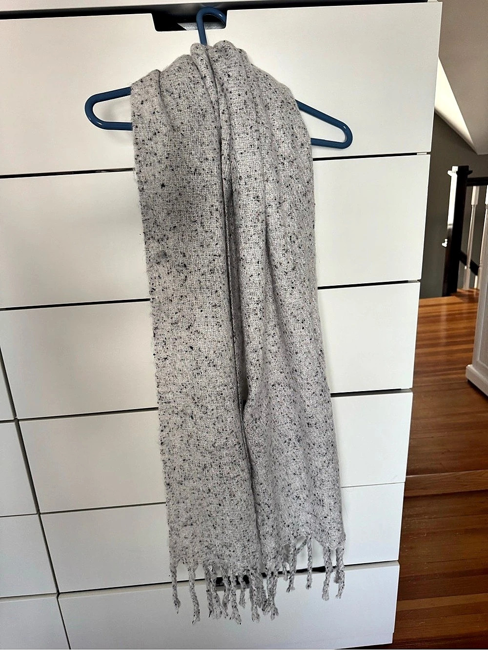 American Eagle Speckled Knit Fringe Scarf in Gray